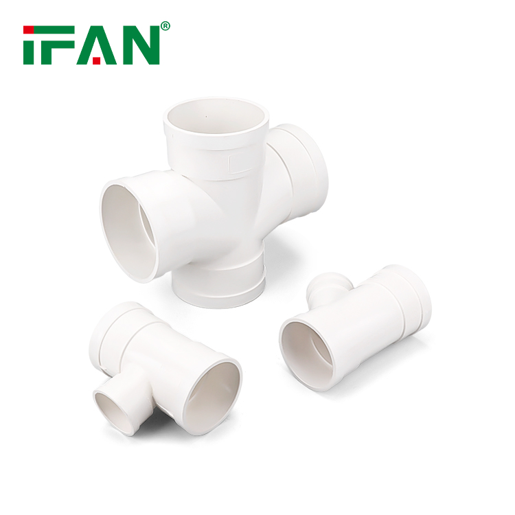 Ifan High Quality UPVC Fittings White 50-110mm GB Cross PVC Fitting