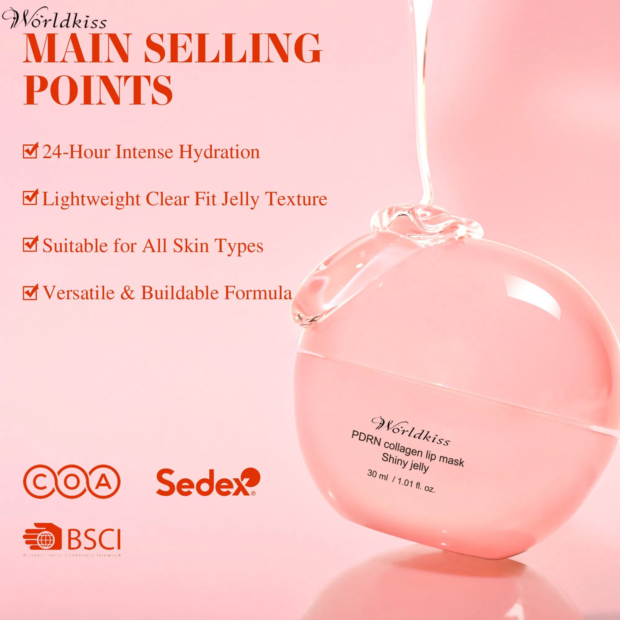 Custom Jelly Lip Mask Anti-Aging Hydrating Night Collagen Pdrn Treatment Balm