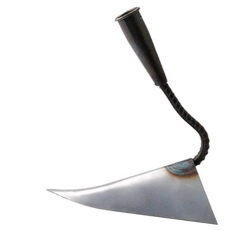 Manganese Steel Triangular Hoe Wood Handle Heat Treated Polished Trenching Tool