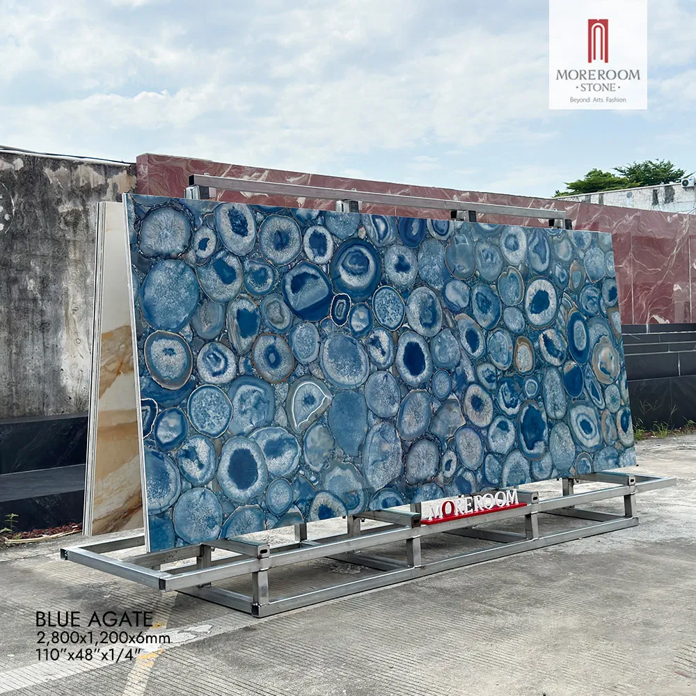2800X1200mm Artificial Blue Agate Gemstone Wash Basin Stone Sink Vessel Sintered Slab for Bathroom Vanity Cabinet