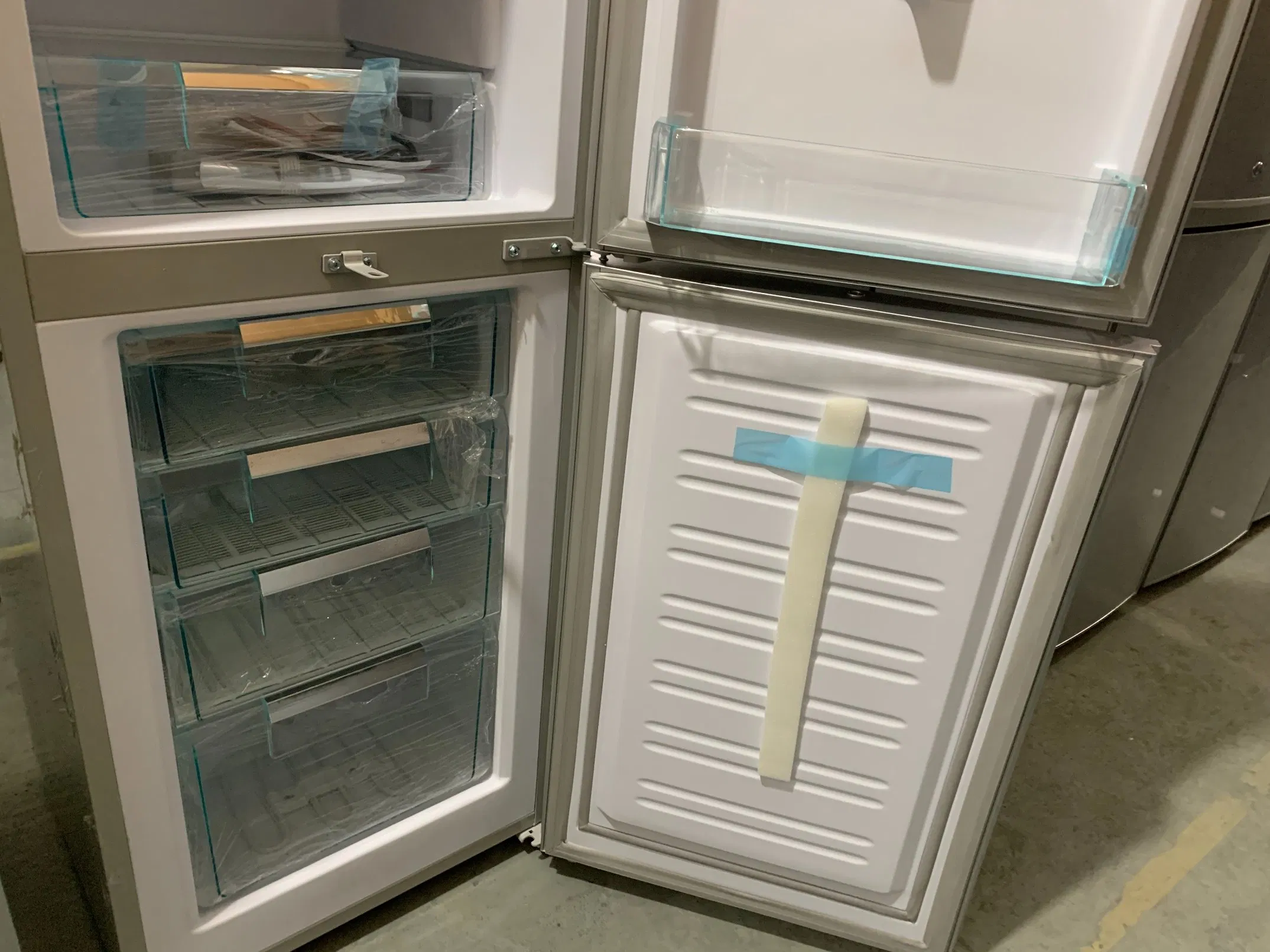 12V DC off Grid Silver Fridge 270L Solar Upright Bottom Freezer Refrigerators