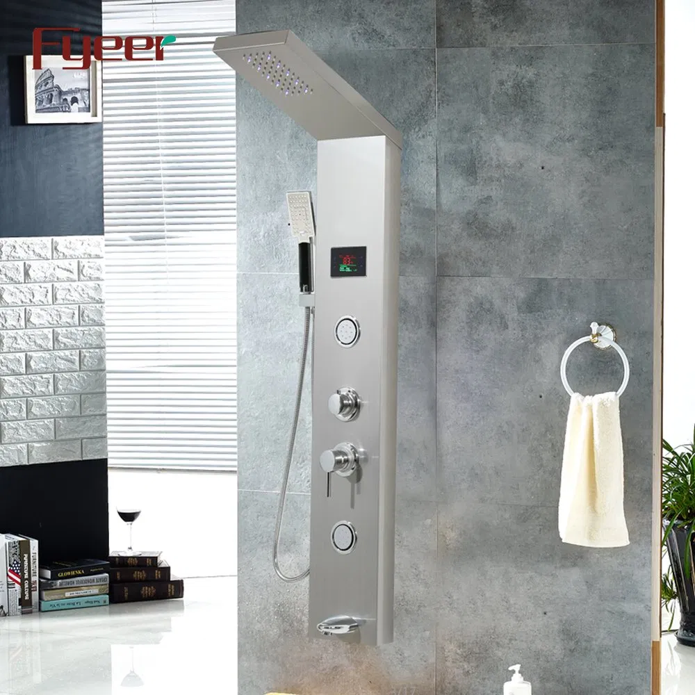 Fyeer Anti Fingerprint Massage LED Shower Panel with Temperature Display