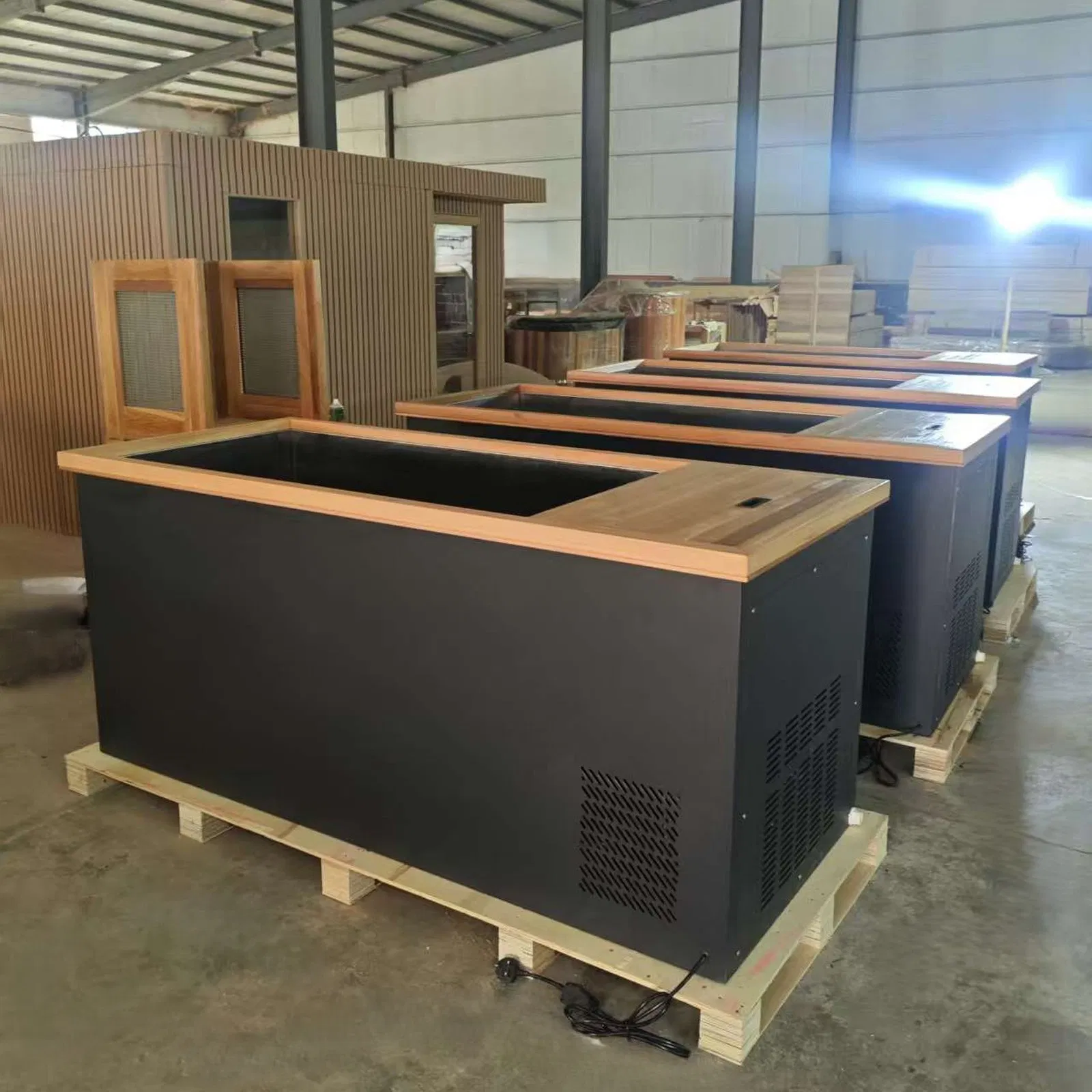 Деревянная ледяная ванна для криотерапии с массажем