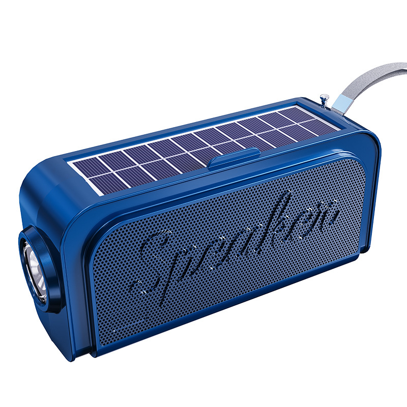 Outdoor Portable Solar LED Flashlight with for Bluetooth Card Slot Small Speaker Convenient Gift