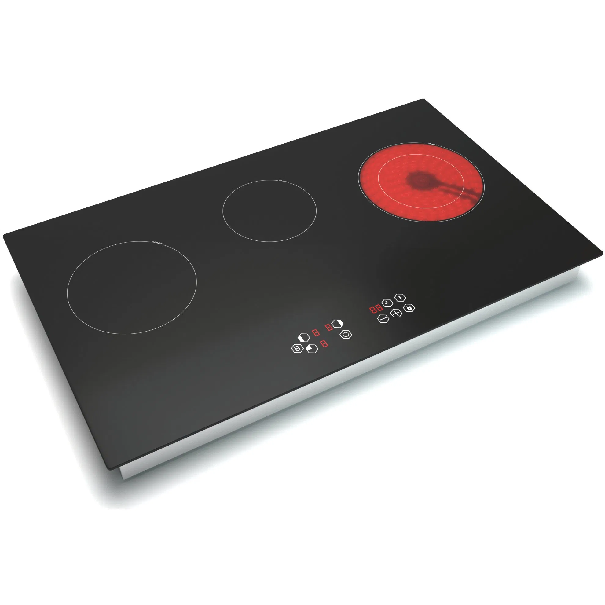 Euroka Glass Metal Housing Inlaid Style 3 Burners Electric Induction Cooker+Infrared Cooker