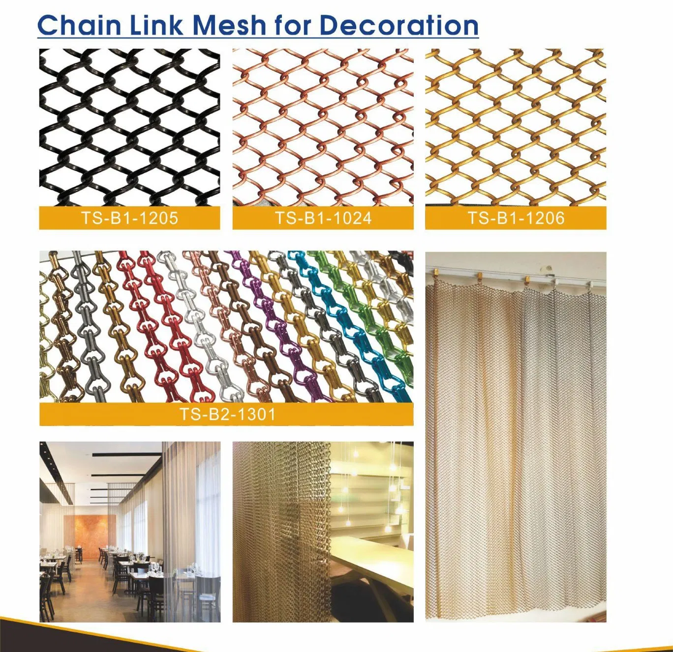 Powder Coated Silver Chain Link Mesh for Home Shop Decoration