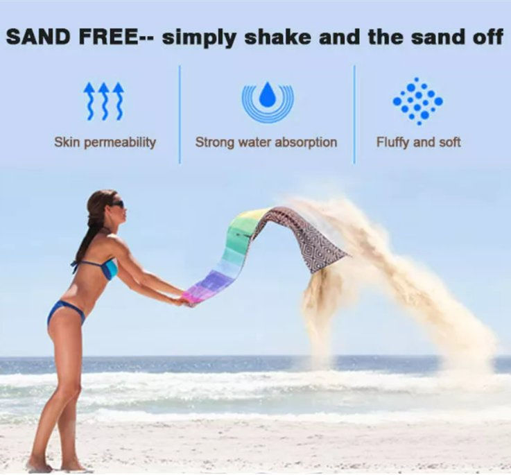 Custom Microfiber Beach Towel with Quick Dry Sandproof Design