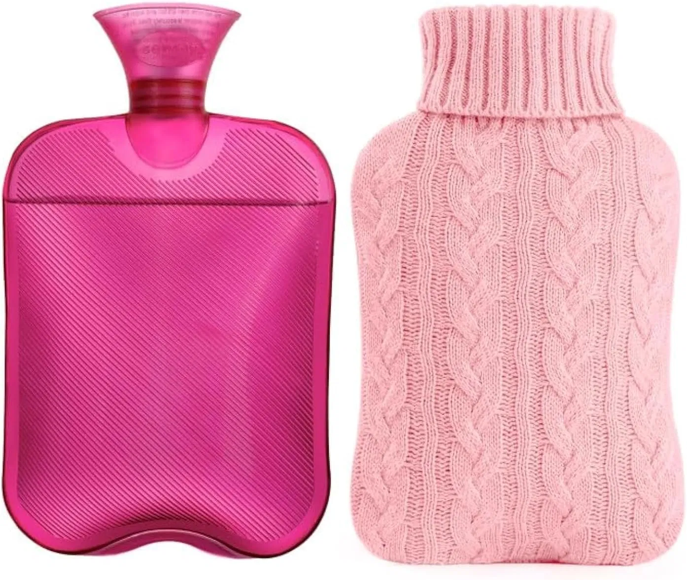 Premium Classic Rubber Hot Water Bottle with Cover 2L PVC Hot Water Bag for Neck