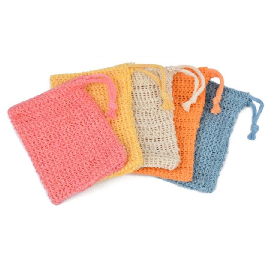 Sisal Soap Holder Bag Soap Saver Bags Sisal Mesh Soap Drawstring