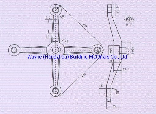 100mm Stainless Steel Glass Spider with 4 Arms/Point-Fixed Curtain Wall Hardware with Best Price