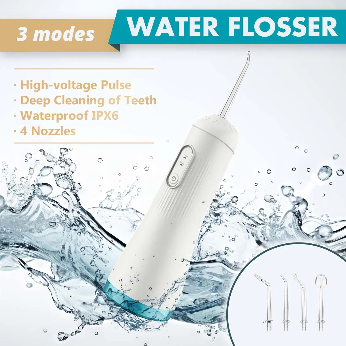 Electric Rechargeable Cordless Travel Portable Black Oral Teeth Cleaning Dental Care Water Flosser Jet for Teeth