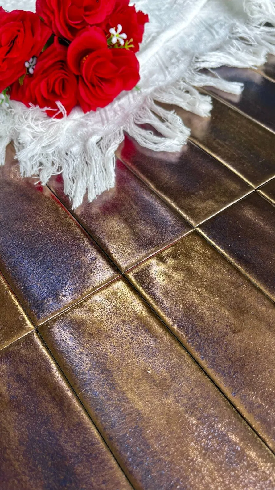 Factory Wholesale Gold Glazed Waterproof Proceain Subway Decor Tile Light Weight Flooring Wall Decoration Tile