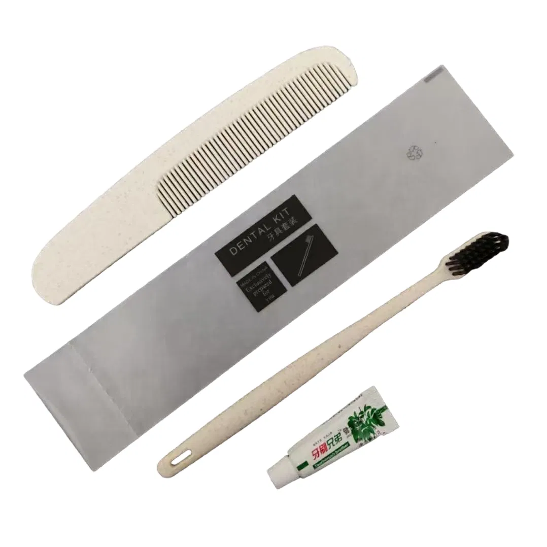Toothbrush and Comb in Bag with Hotel Amenities for Guest Room