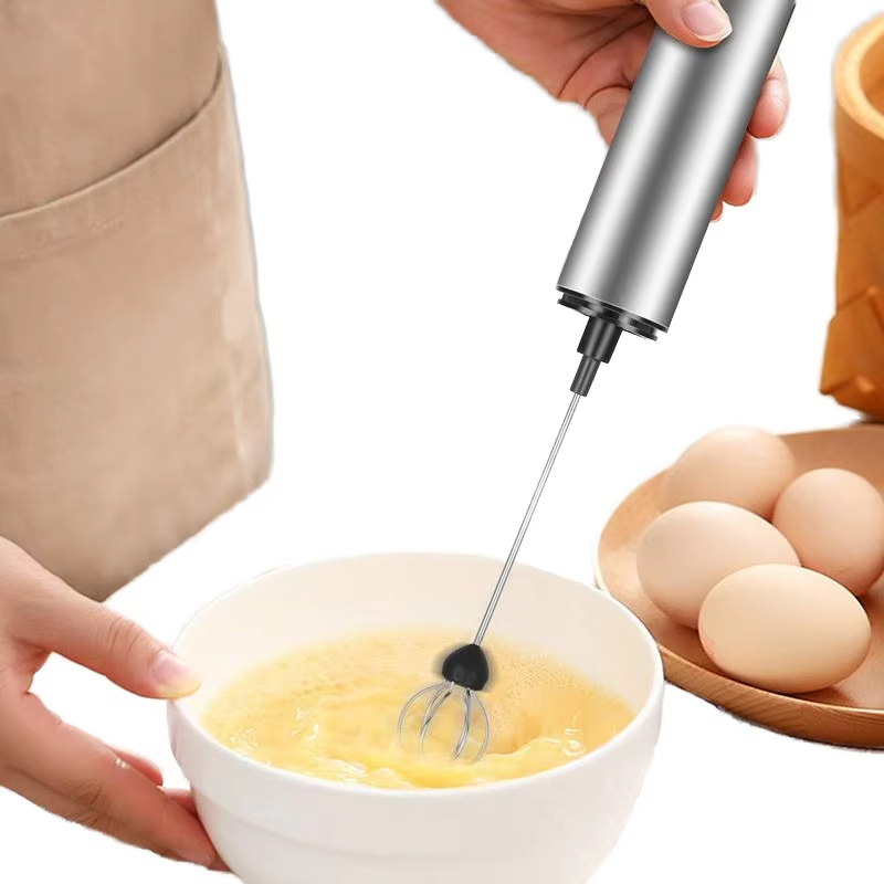 Hot Selling White Foam Maker Stainless Steel Kitchen Handheld Battery Operated Household Hand-Held Coffee Milk Frother