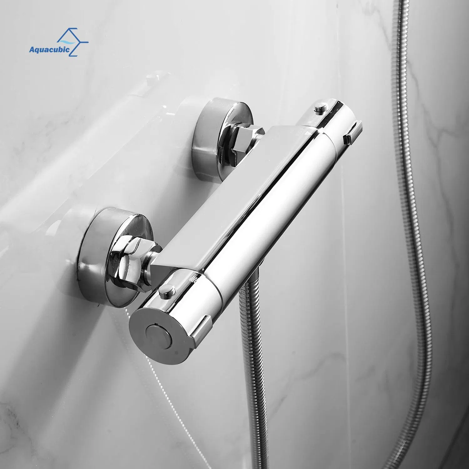 Wall Mount Polished Chrome Thermostatic Bathroom Shower Faucet 100 F Temperature Control Valve