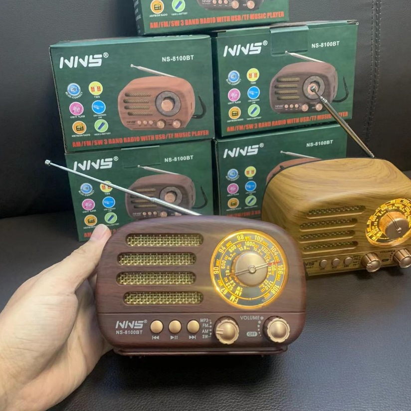 Ретро-радио NS-8100BT с Bluetooth, деревянный корпус