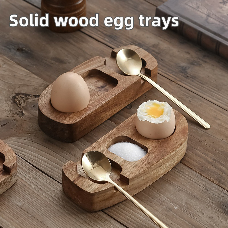 Acacia Wooden Egg Tray Egg Cup Holder Eggshell Cup Holder Egg Punch Holder