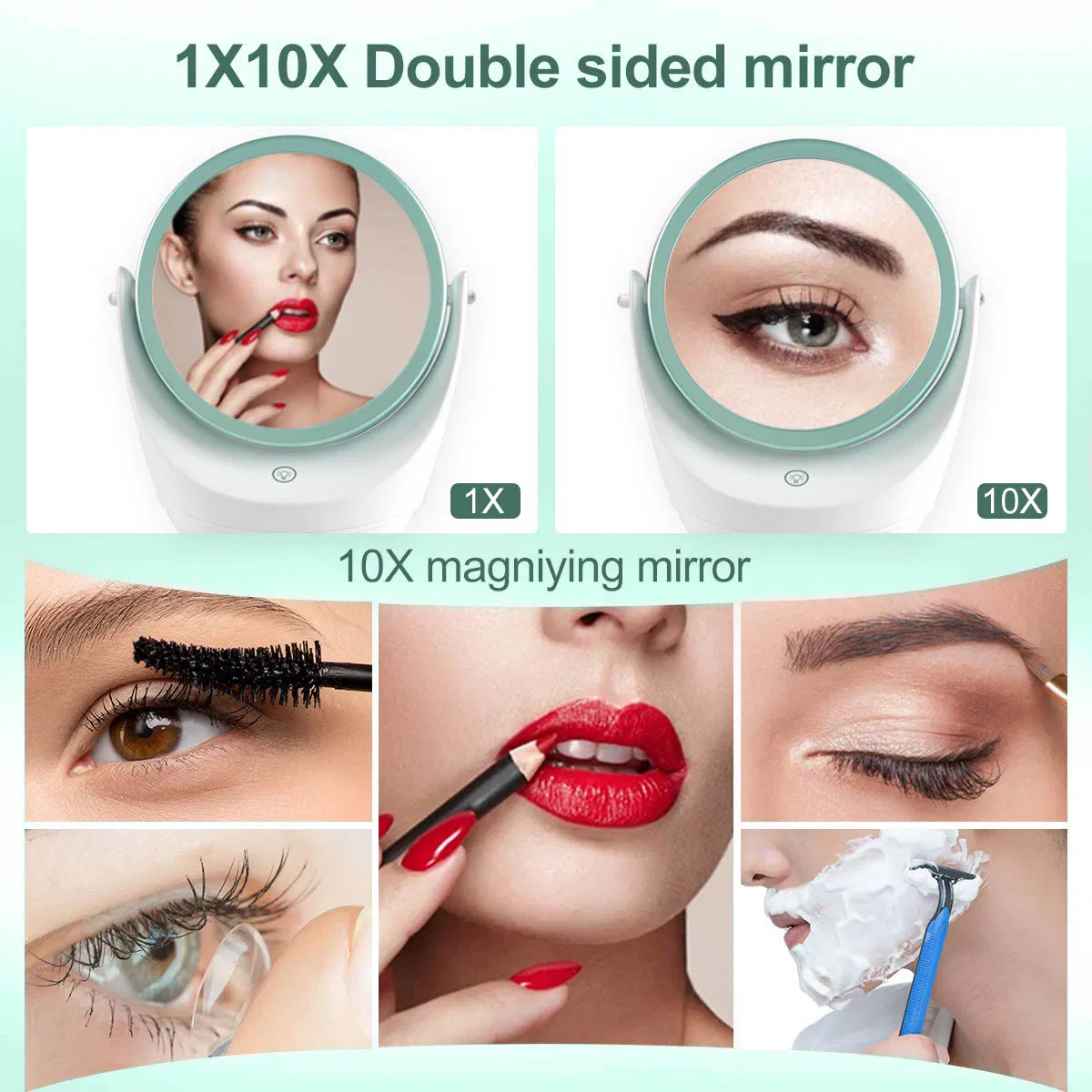 Electric Battery Operated & Rechargeable Detachable Rotating LED Mirror