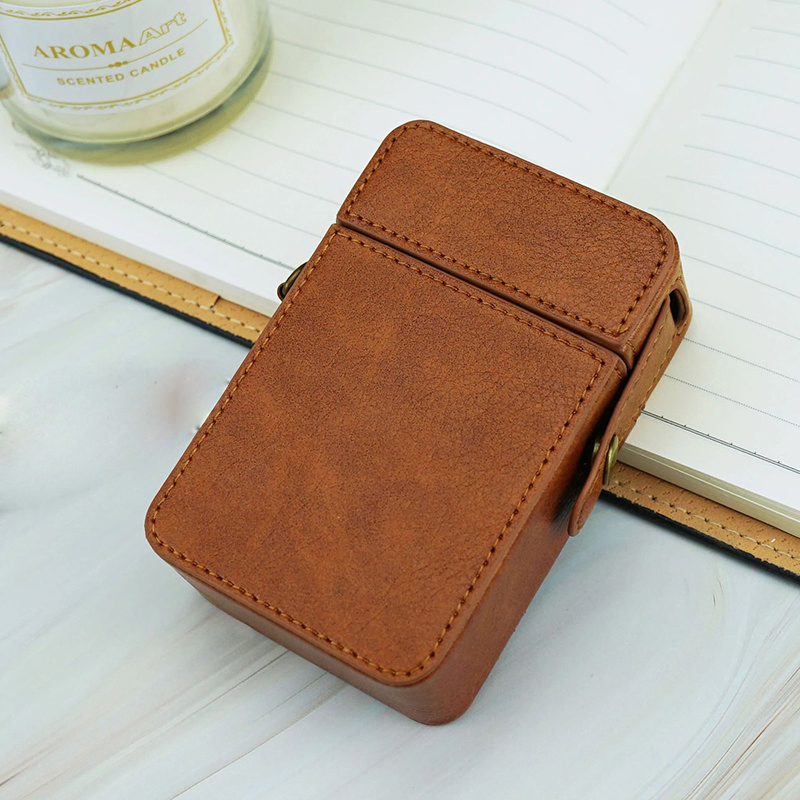 Ga138 Classy Design Custom Square Box Carrying Retro Holder Cases Mini Waterproof Luxury Thin Slim Empty Vintage Leather Cigarette Case