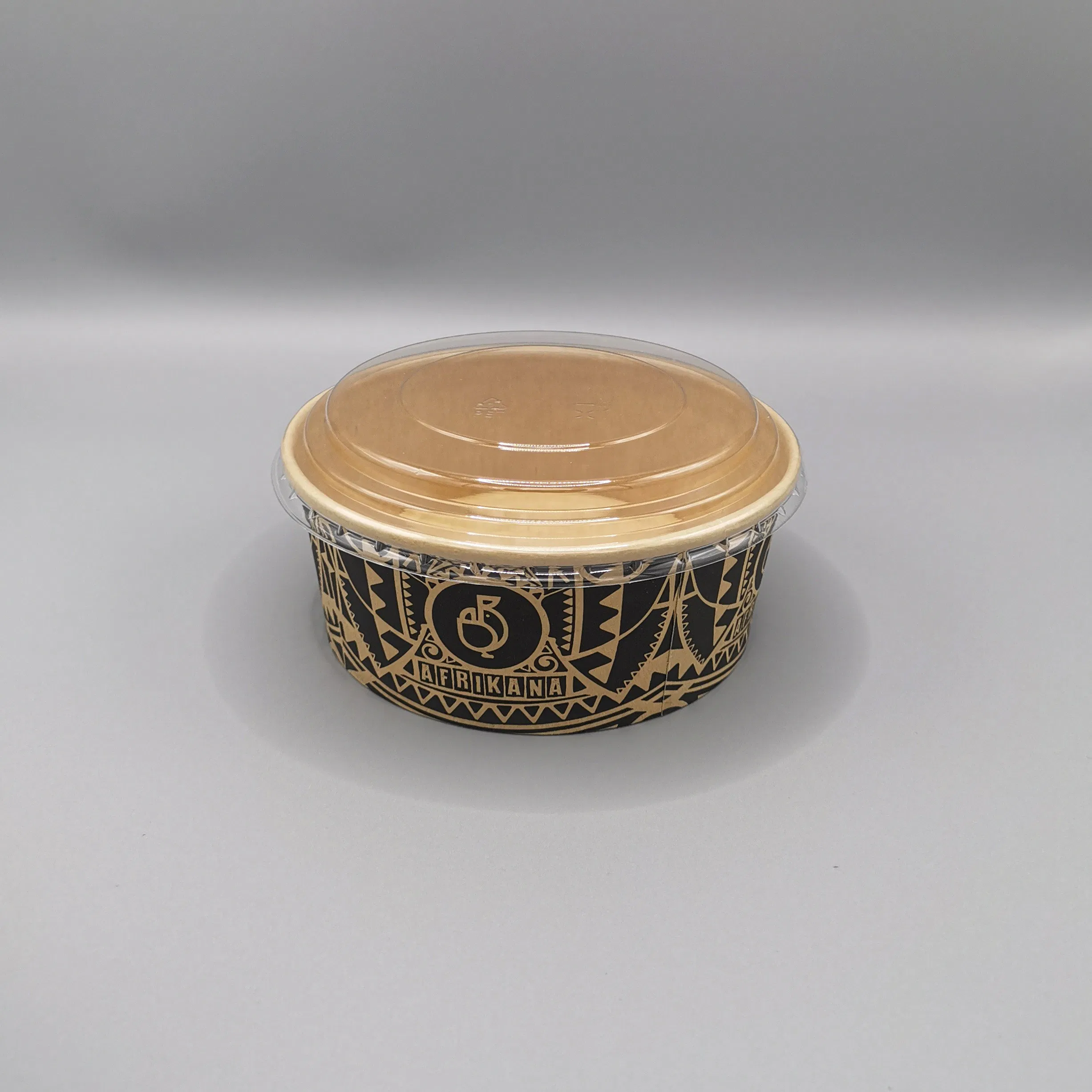 Wholesale Oil Resistant 500ml 750ml 1000ml Food Packing Lunch Takeaway Containers Disposable Round Kraft Salad Paper Bowl with Lid