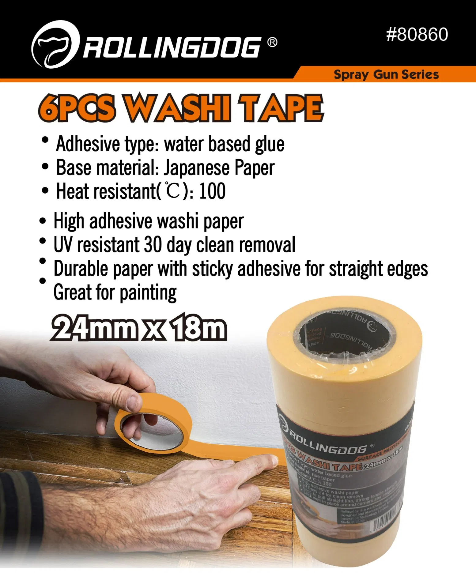 Rolingdog-PRO 80860 6PCS Washi Masking Tape