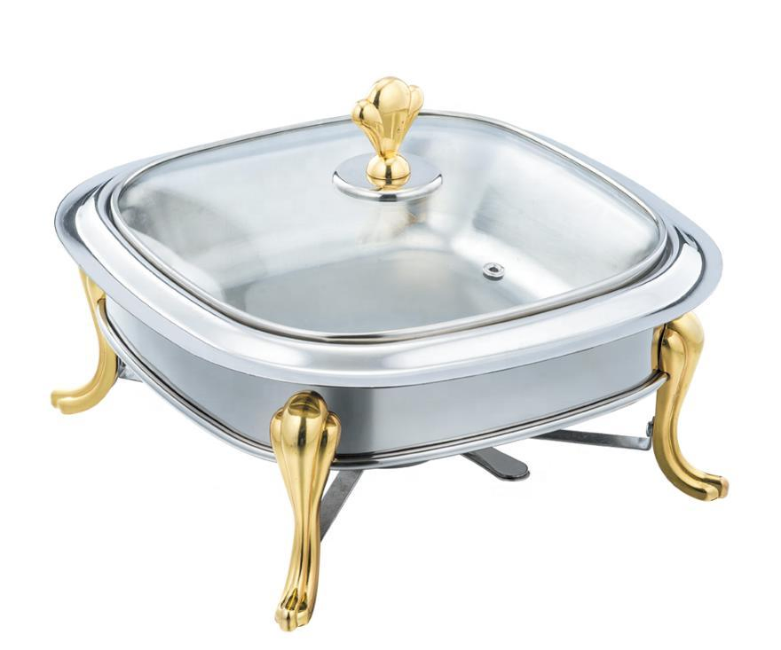 Stainless Steel Gold Accented Chafer Buffet Dish