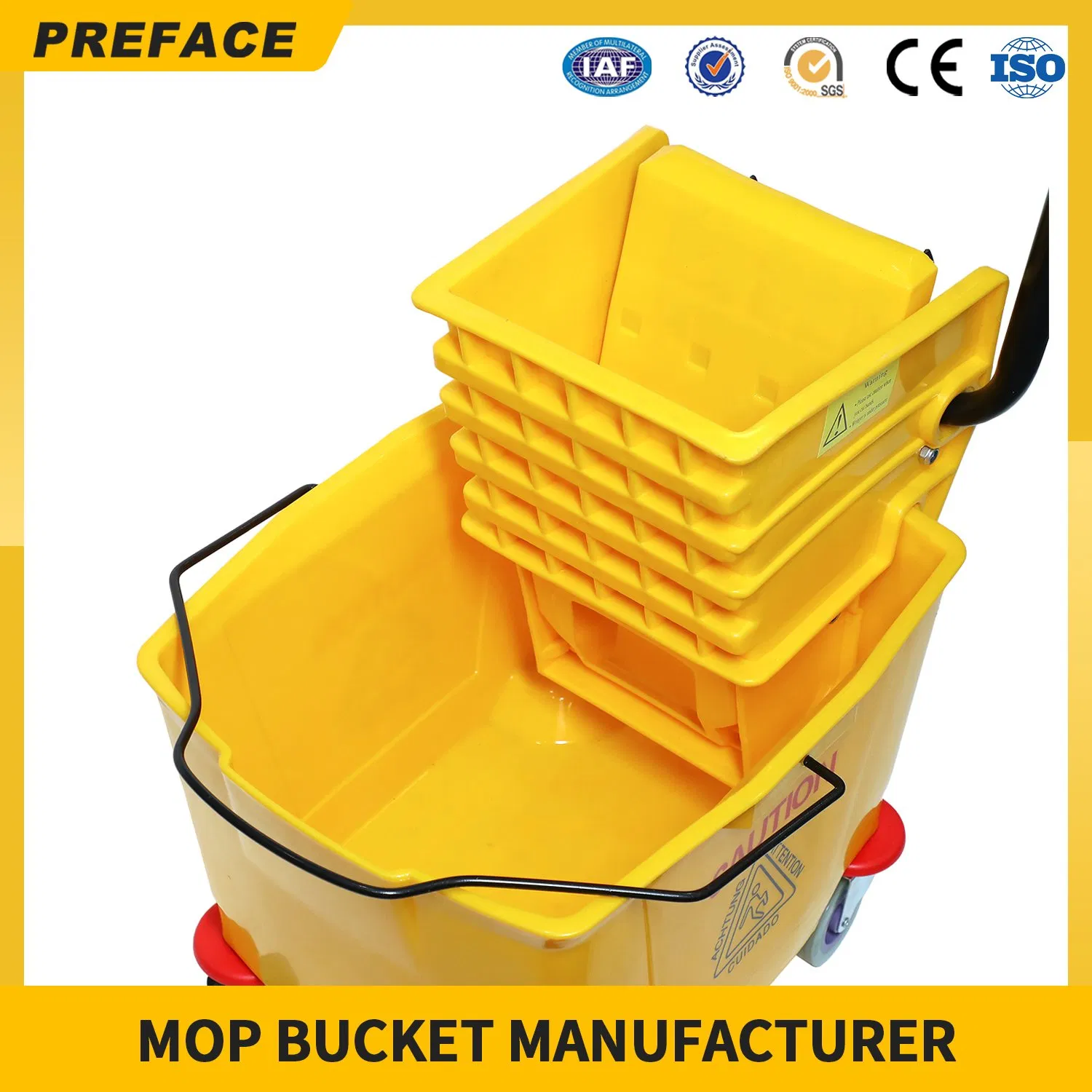 Custom Color Heavy Duty High Quality Commercial Cleaning Squeeze Plastic Flat Spin Floor Mop and Bucket Set Manufacturer with Wringer