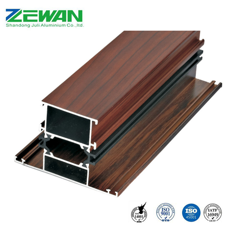 Алюминиевый профиль с текстурой дерева, порошковое покрытие