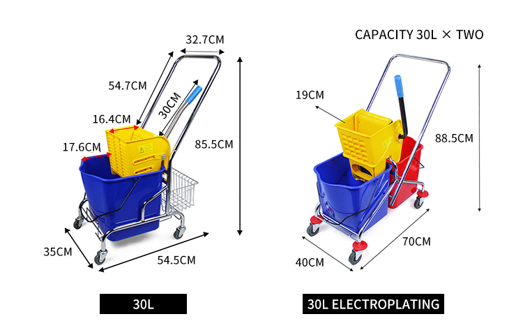 Hotel Restaurant Janitorial Cleaning Supplies Mop Bucket Set with Wringer and Wheels