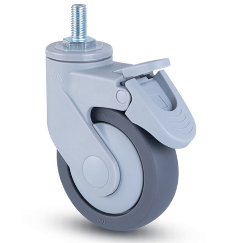 Practical Threaded Stem Brake Hospital Medical Caster