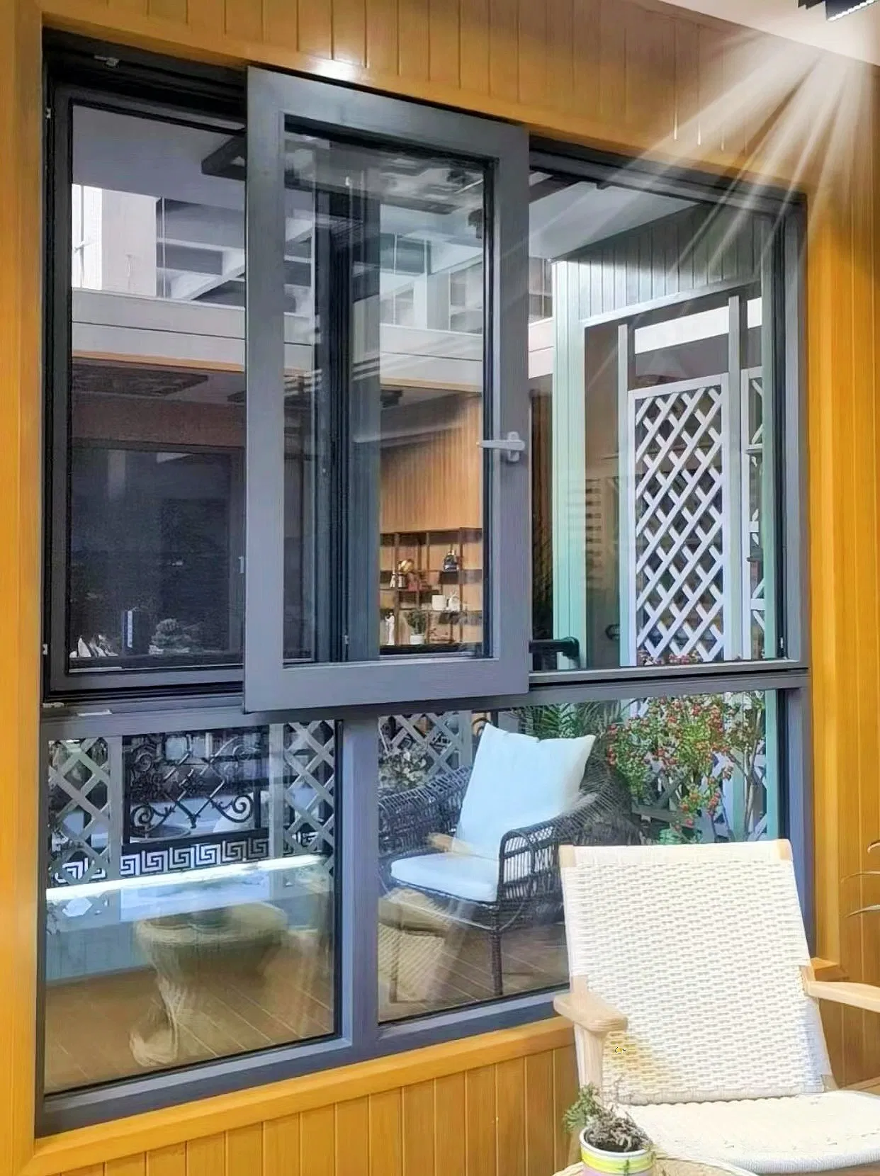 Customize Aluminium Sliding Window with Mosquito Net Double Glazing Metal Window
