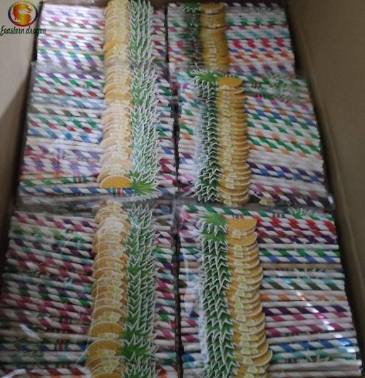 6*197mm Biodegradable Disposable Wrapped Paper Straws