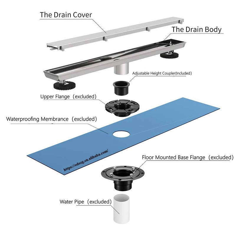 Wholesale 28in SUS304 Stainless Steel Floor Drain Bathroom Tile Insert Shower Drain