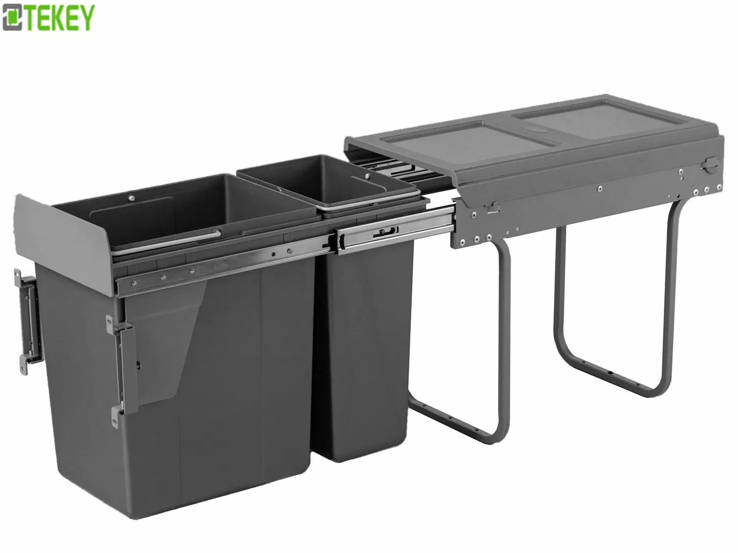 Tekey Kitchen Door Mounted Plastic Waste Can Garbage Container Pull out Build in Soft Close Kitchen Storage Kitchen Built in Waste Bin Hidden Waste Storage Bin