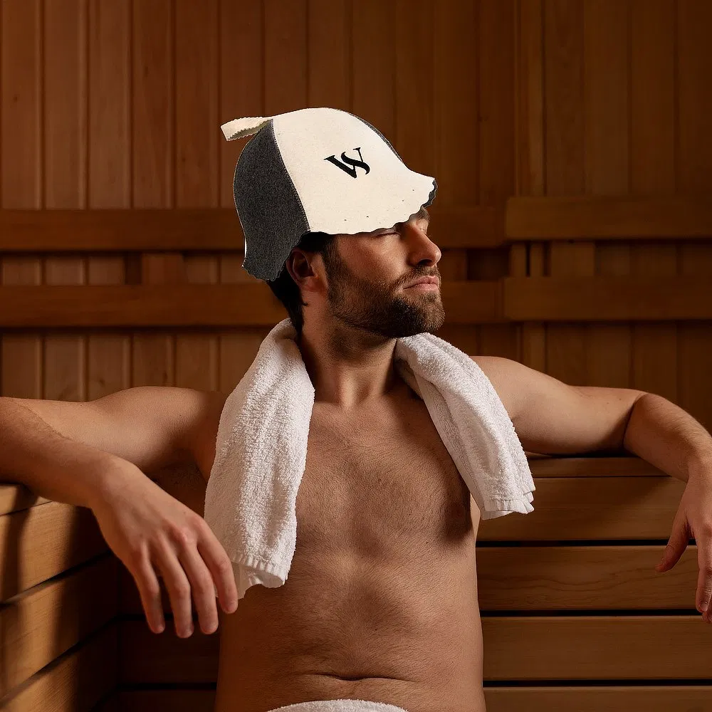 Wool Sauna Hat Embroidered Cell Sauna Hat Finnish Ukraine Sauna Hat Wool - Russian Banya Hat for Men Hat for Men Sauna Hats