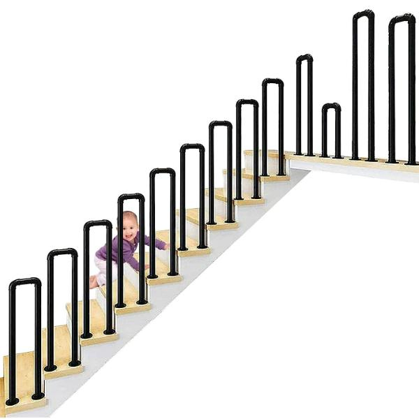 Black U-Shaped Industrial Wrought Iron Railing Non-Slip Safety for Garden Loft Corridor Villa Hotel Indoor or Outdoor