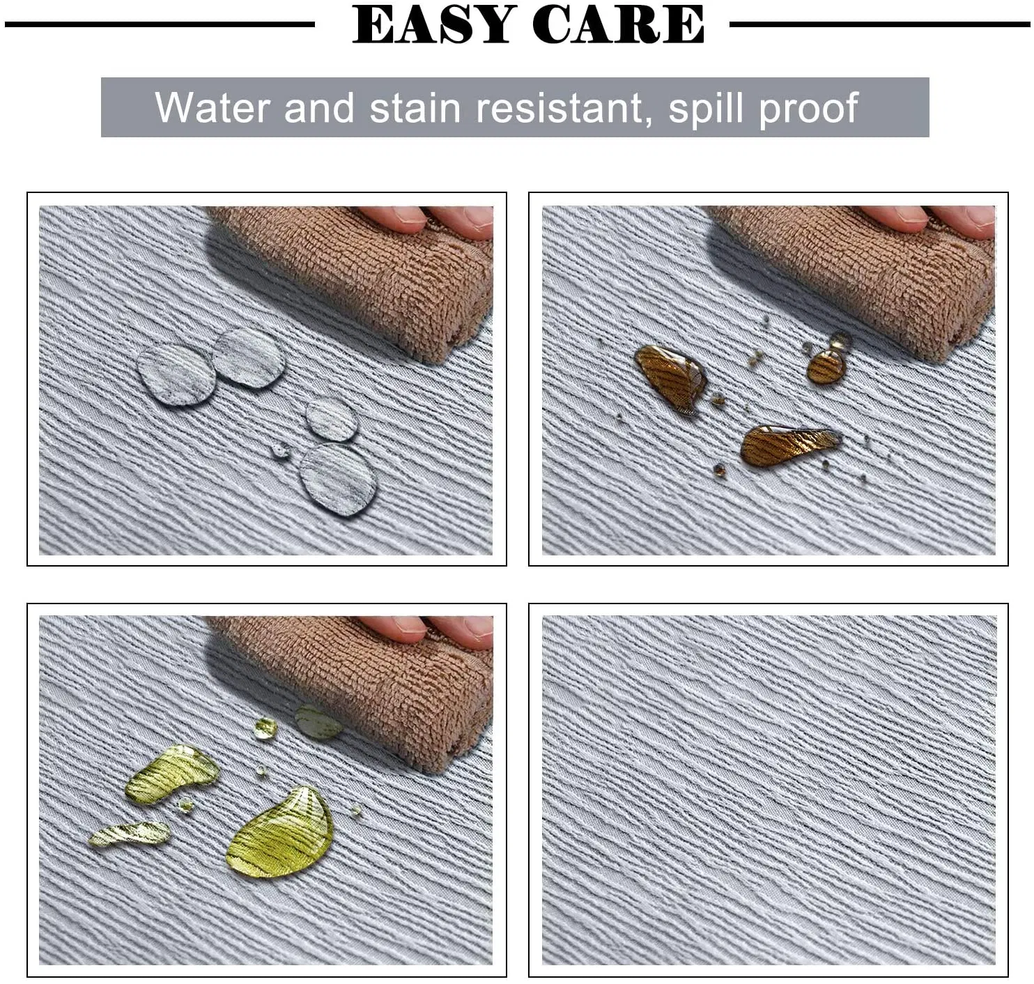 Rectangle Tablecloth Jacquard Bark Crepe Pattern Water Resistant Soft Polyester Table Cloth