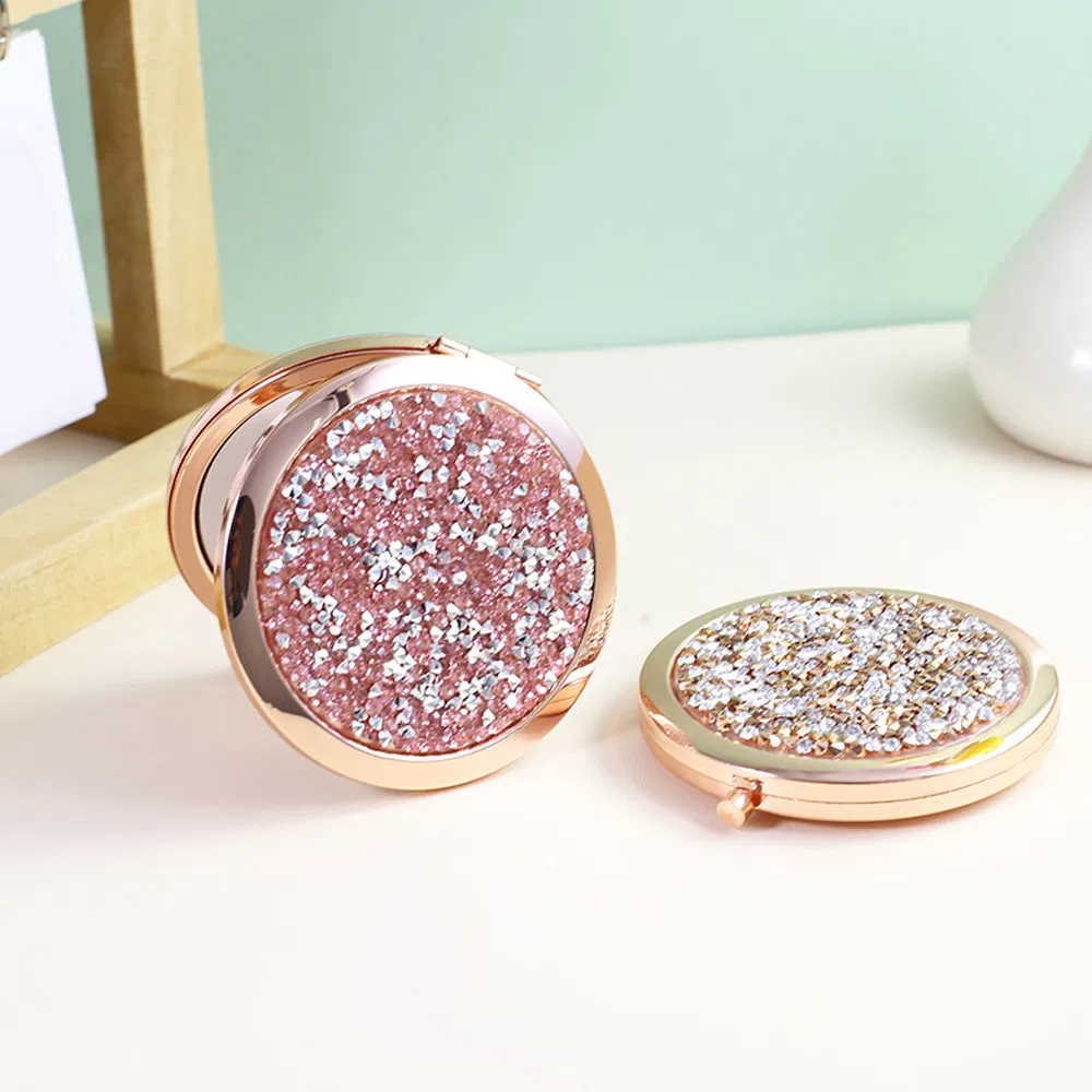 Magnifying Round Mini Makeup Compact Hand Metal Small Folding Cosmetic Pocket Mirror