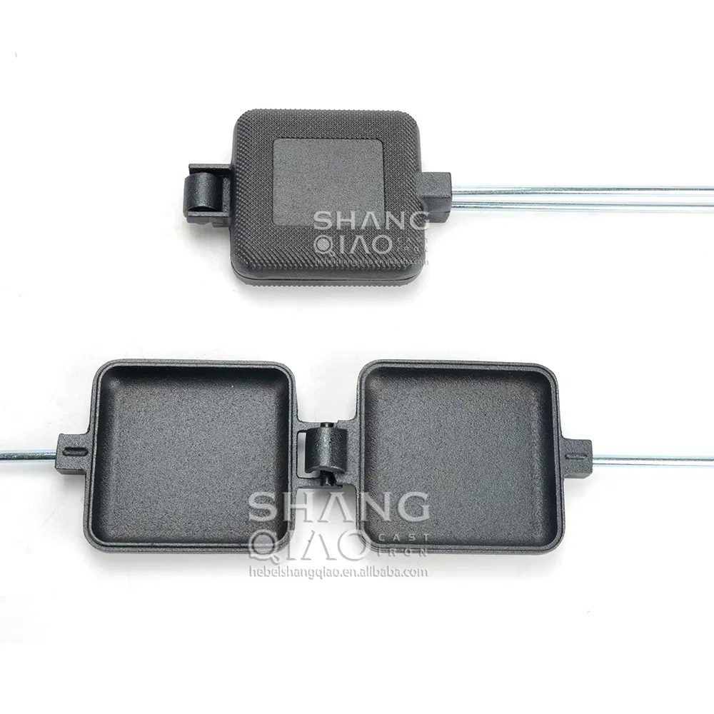 Pre Seasoned Extra Long Handle Pie Iron Camp Cooker Square Pie Maker Pack of 2 Cast Iron Pie Cooker Campfire Sandwich Maker