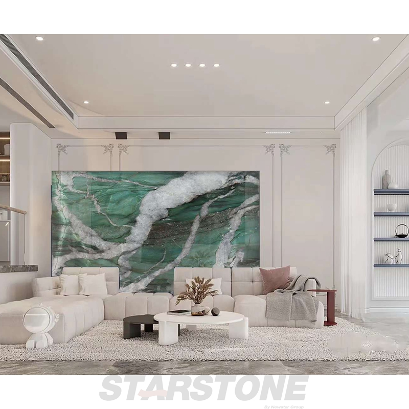 Starstone Luxury Stone Green Marble Green Quartize Living Room Background Wall Decoration Slab