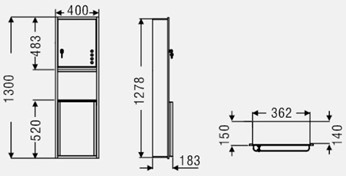 304 Stainless Steel Classic Paper Towel Dispenser and Waste Bin Combination for Public Washroom