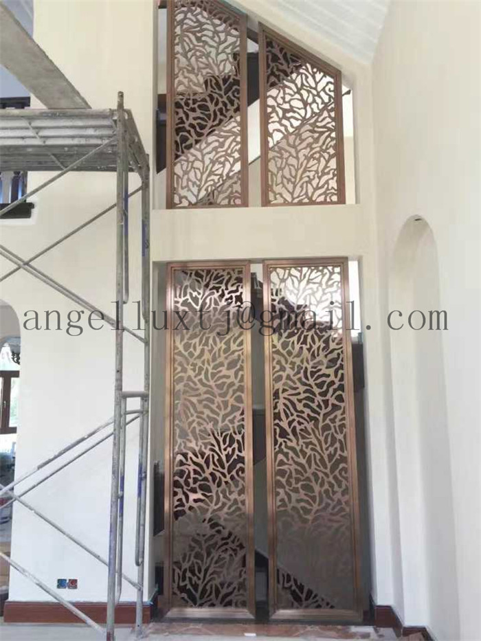 Foshan Factory Price 304 Bronze Color Stainless Steel Decoration Partition Art Screen for Room Divider