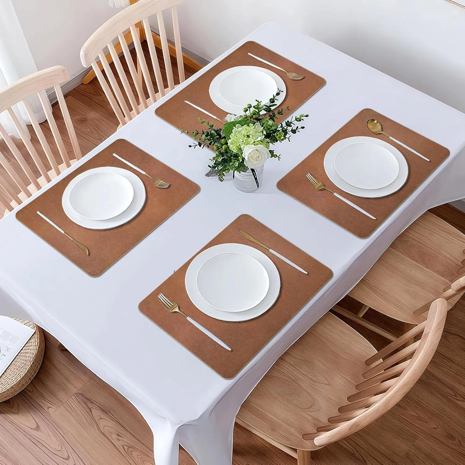 Vinyl Placemats Set of 6-12X17 Inch - Heat Resistant Washable Place Mats Waterproof Non-Slip Wipeable Table Mats for Dining Table Decor, Indoor/Outdoor Plastic