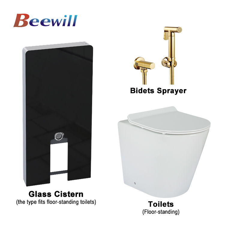 Manufacture Glass Cistern Bathroom Toilets Pneumatic Flush Cabinet Toilet Water Tank