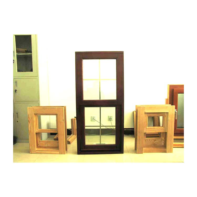  Sash Windows Double Wood Single Hung Windows with Double Glazed American Style