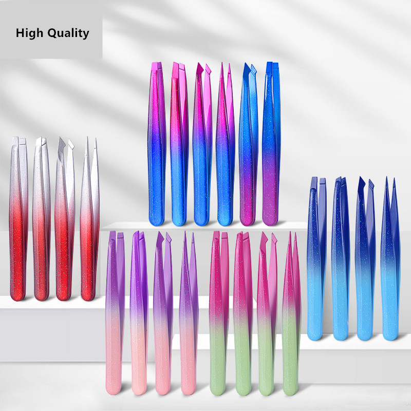 Precise Stainless Steel Plucking Splinter Hair Removal Eyelash Extension Eyebrow Tweezers Set