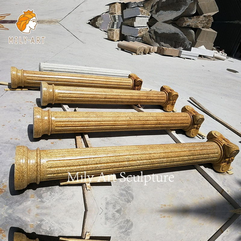 Hand Carving Vivid Design Roman White Marble Pillar Column