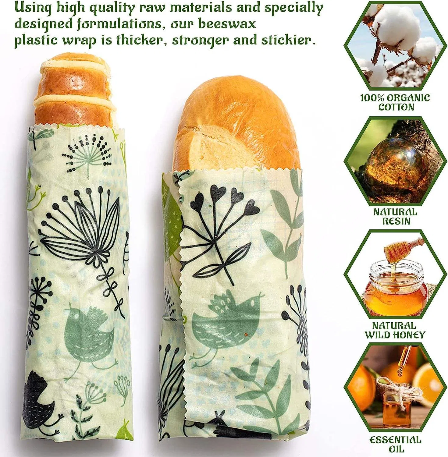 Natural Organic Biodegradable Reusable Assorted Bee Wax Food Wrap Eco-Friendly Beeswax Food Wrap