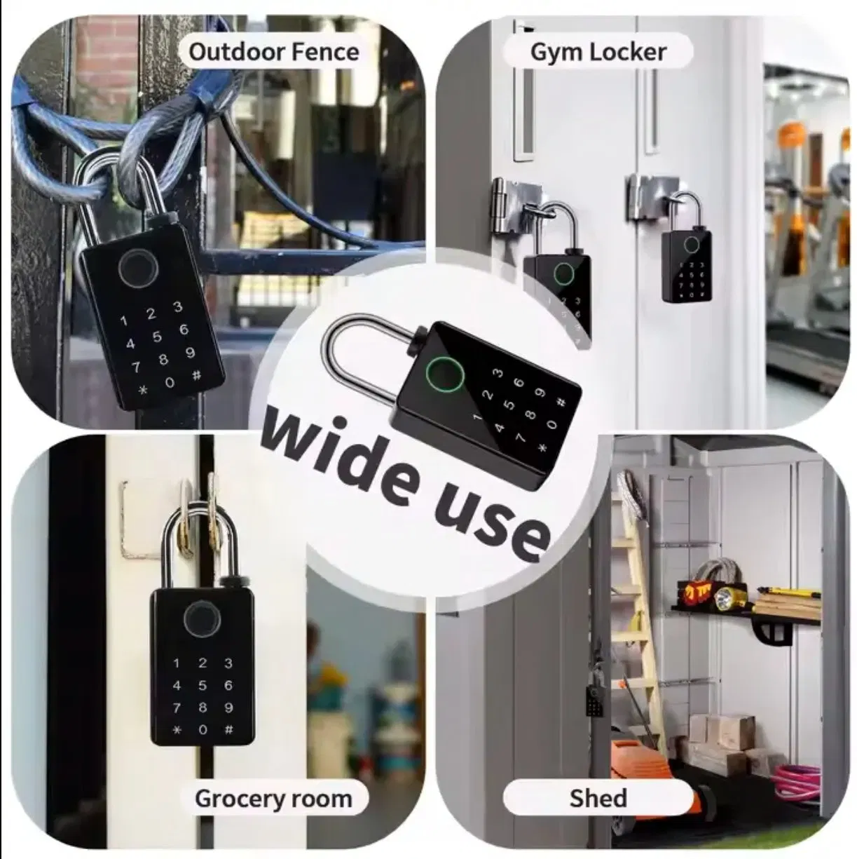 IP65 Waterproof Tuya APP Bluetooth Password IC Card Fingerprint Smart Digital Padlock