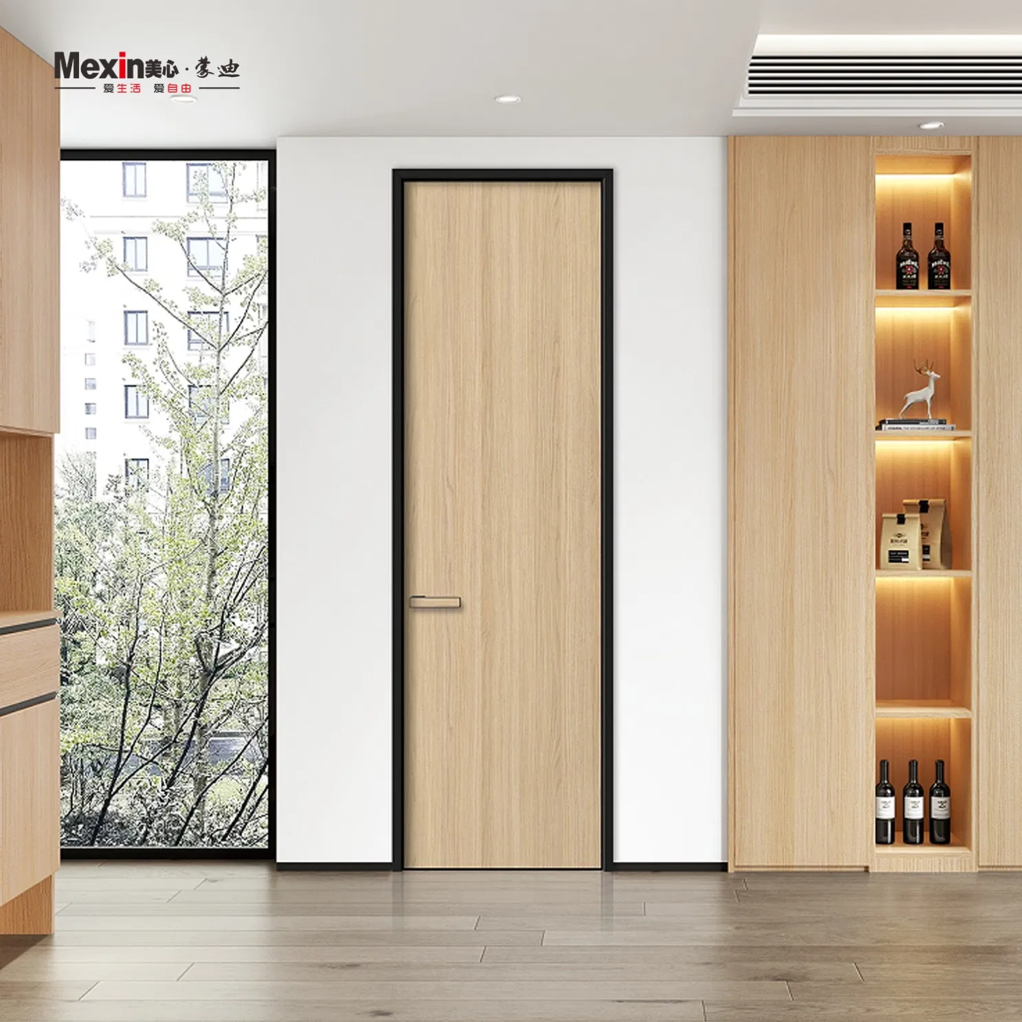 Mexin Stylish Modern Wooden Wood Composite Interior Door for Bedroom and Living Room in Home